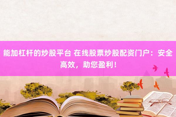 能加杠杆的炒股平台 在线股票炒股配资门户：安全高效，助您盈利！