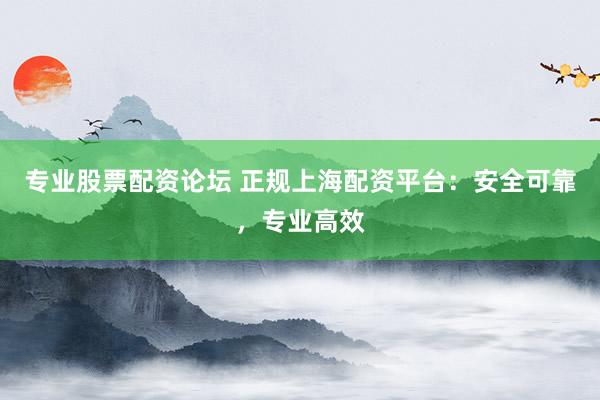 专业股票配资论坛 正规上海配资平台：安全可靠，专业高效