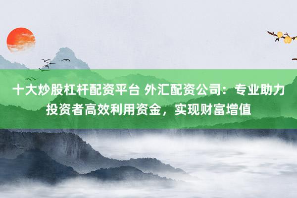 十大炒股杠杆配资平台 外汇配资公司：专业助力投资者高效利用资金，实现财富增值