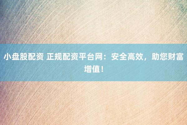 小盘股配资 正规配资平台网：安全高效，助您财富增值！