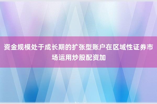 资金规模处于成长期的扩张型账户在区域性证券市场运用炒股配资加