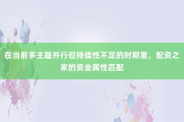 在当前多主题并行但持续性不足的时期里，配资之家的资金属性匹配