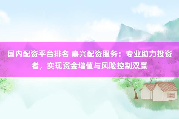 国内配资平台排名 嘉兴配资服务：专业助力投资者，实现资金增值与风险控制双赢