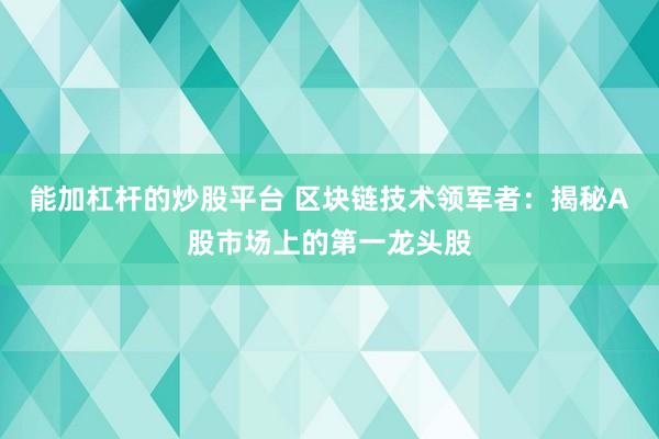 能加杠杆的炒股平台 区块链技术领军者：揭秘A股市场上的第一龙头股