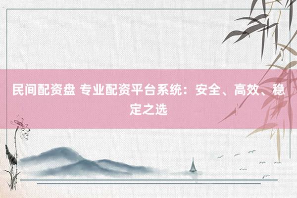 民间配资盘 专业配资平台系统：安全、高效、稳定之选